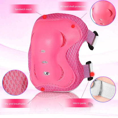 6PCS Kids Protective Gear Set for 3-15 Years, Knee Elbow Pads & Wrist Guards for Skateboard Cycling Skating Scooter
