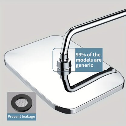 12 Inch ABS High Pressure Rainfall Shower Head Bathroom 360° Adjustable Angle Anti-Clog Nozzle Water Saving Bathroom Accessories