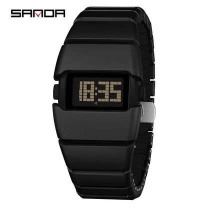 SANDA 9504 Retro Electronic Watch 5ATM Waterproof Night Light Display Snooze Alarm Clock Stopwatch Men's and Women's Watches2026