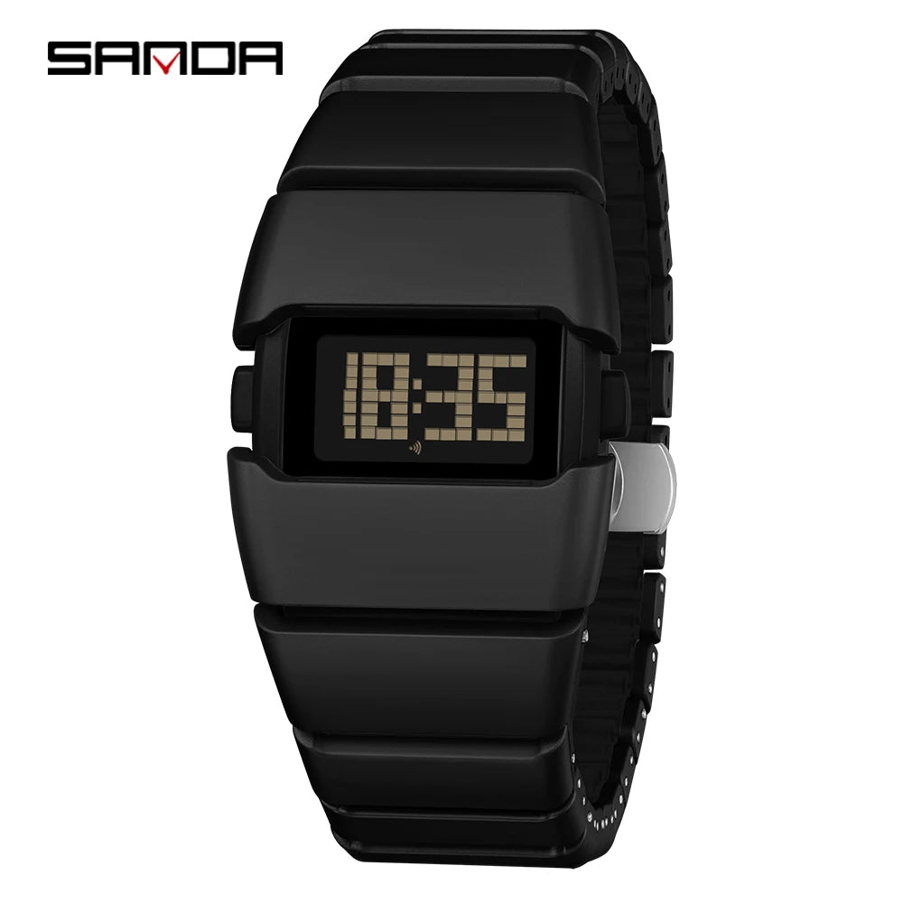 SANDA 9504 Y2K Retro Electronic Watch 5ATM Waterproof Night Light Display Snooze Alarm Clock Stopwatch Men's and Women's Watches
