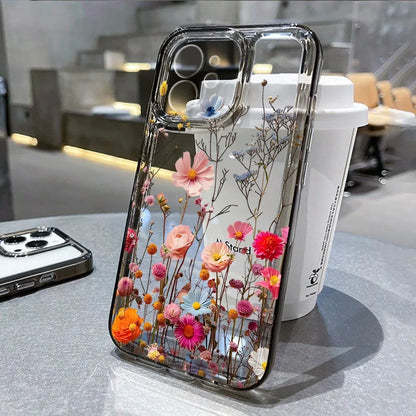 Floral Shockproof Transparent Silicone Phone Case for iPhone