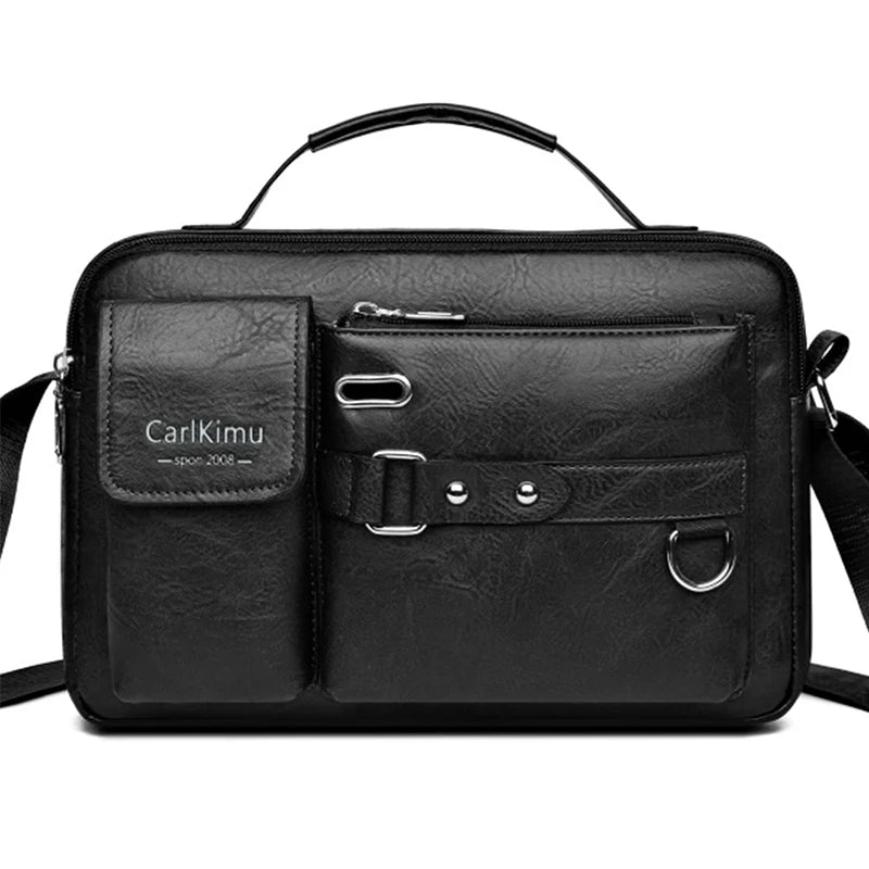 Men's Retro Messenger Bag with Waterproof Design, Large Capacity Laptop Briefcase for Office Work, Travel and School