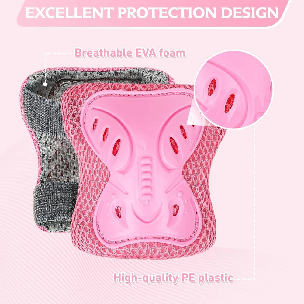 6PCS Kids 3-10 Years Knee Elbow Pads Guards Protective Gear Set for Roller Skates Cycling Bike Skateboard Scooter Riding Sports