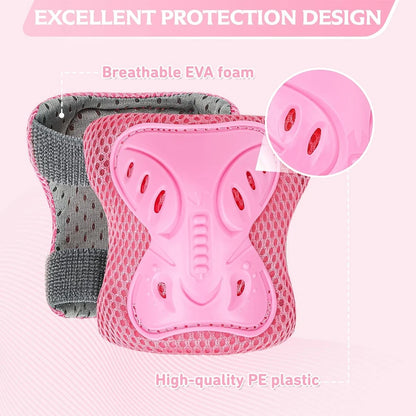 6PCS Kids 3-10 Years Knee Elbow Pads Guards Protective Gear Set for Roller Skates Cycling Bike Skateboard Scooter Riding Sports
