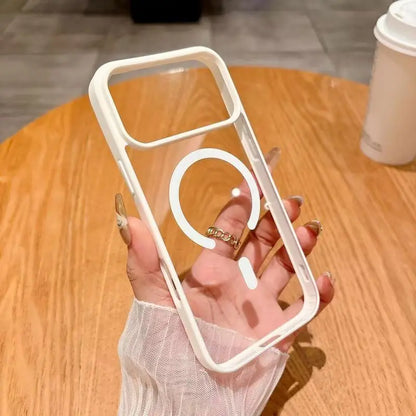 For Magsafe Wireless Charge Phone Case For iPhone 18 Pro Max 17 16 15 14 Plus 13 12 11 18 Pro Max Transparent Acrylic Back Cover