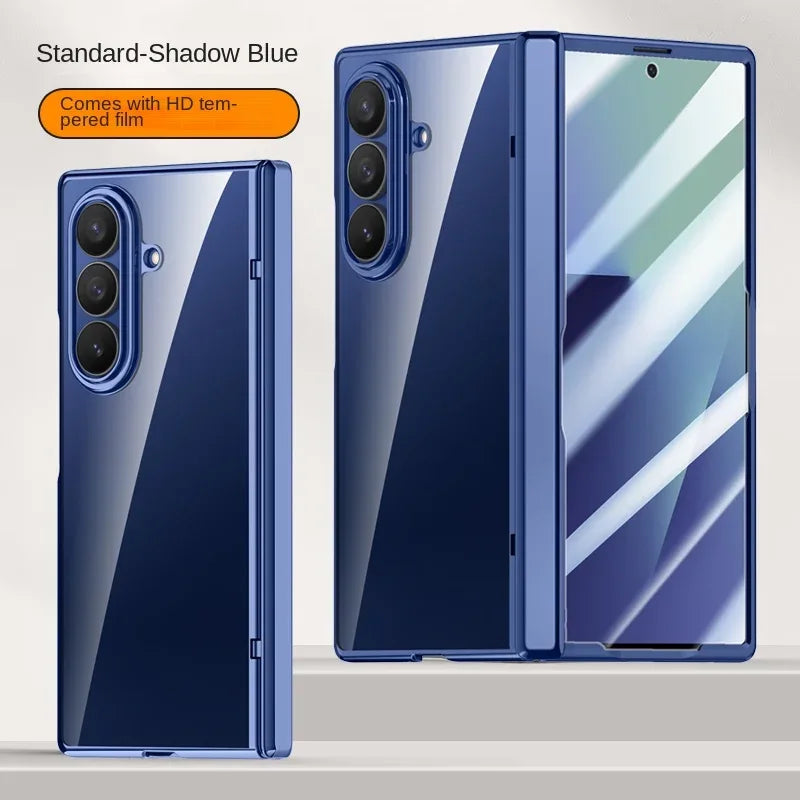 For Samsung Galaxy Z Fold 7 electroplated magnetic case with integrated tempered glass front film anti-fingerprint phone case