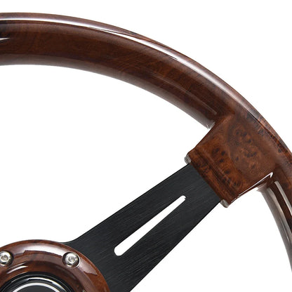 Universal 14 Inch Wood Grain Racing Steering Wheel 350mm Retro Deep Corn Drifting Sport Steering Wheels