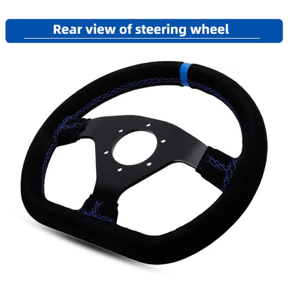 300mm Racing Steering Wheel Flat Suede Car Drift Pc Game Wheels Control Universal PCD-70mm