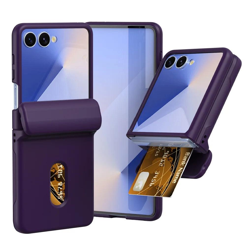 Wallet Case with Card Holder & Hinge Protection For Samsung Galaxy Z Flip 8 7 6 5 4 3 Flip7 Flip6 Flip5 Flip4 Flip8 Phone Cover