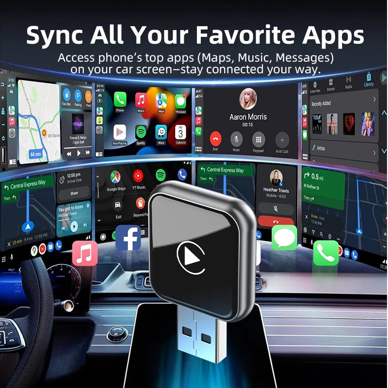 Vyvylabs Upgraded Wireless Carplay Adapter Convert Wired to Wireless Carplay Adapter Fast Auto Connection for iPhone Android Device