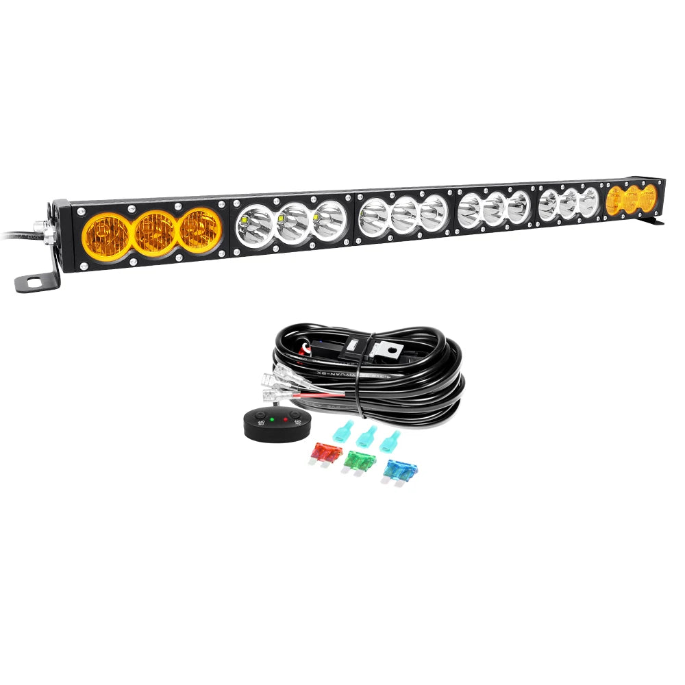 6-54 inch 30-300W LED Bar 4x4 with 12v Wire Harness Kit, LED Light Bar for Offroad Vehicles Trucks ATV, Amber White Fog Light