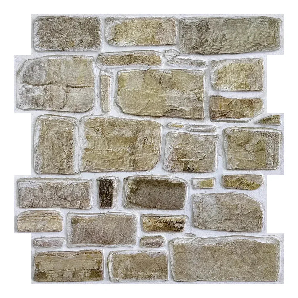 3D Tile Stickers, 3D Faux Stone Textures, Matte, 30cm x 30cm, Water and Mold Resistant, for Living Room, Kitchen Wall Update - Urbizia