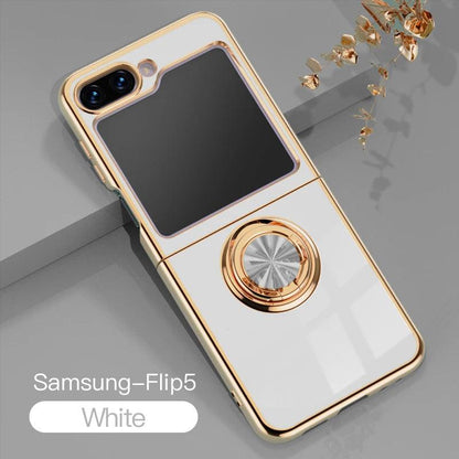 Plating Silicone Case for Samsung Galaxy Z Flip 5 4 3 Z Fold 5 ZFold ZFlip Fold5 Fold4 Flip5 Flip4 Flip3 Cover with Ring Holder