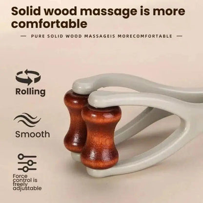 Solid Wood Finger Massage Roller with 360° Rollers Clip Design Finger Massager Acupressure Stick for Hand Meridian Relief