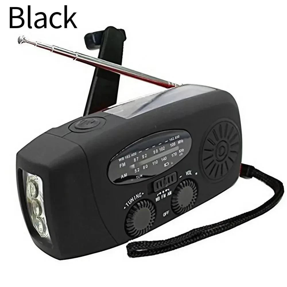 Weather Radio Emergency Multifunctional Radio FM AM WB Hand Crank Solar USB Charging 2000mAh Power Bank LED Flashlight Torch - Urbizia