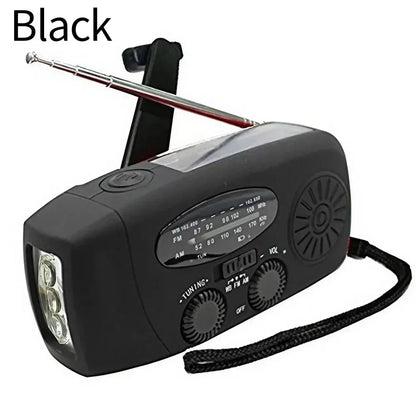 Weather Radio Emergency Multifunctional Radio FM AM WB Hand Crank Solar USB Charging 2000mAh Power Bank LED Flashlight Torch - Urbizia