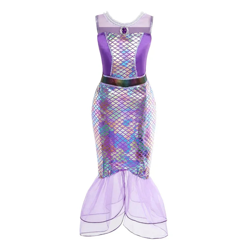 Mermaid Birthday Party Dress – Summer Girl Mermaid Costume for Kids 2-10 Yrs, Anime Cosplay & Fantasy Gown