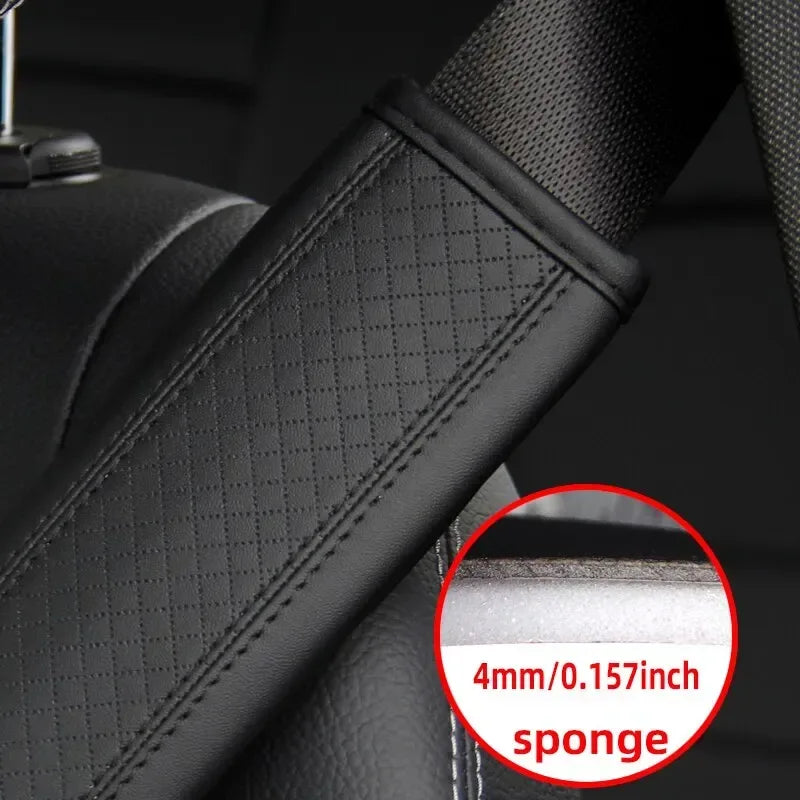 1PCS PU Leather Embossed Car Seat Belt Shoulder Cover Decompression Comfort Car Accessories Safety Belt Protective Cover - Urbizia