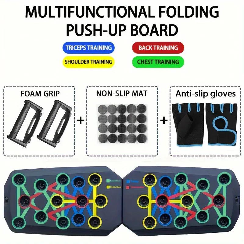 Push-up Board Set Portable Multifunctional Push-up Bar Foldable Fitness Equipment For Chest Abdomen Arms/Back Training - Urbizia