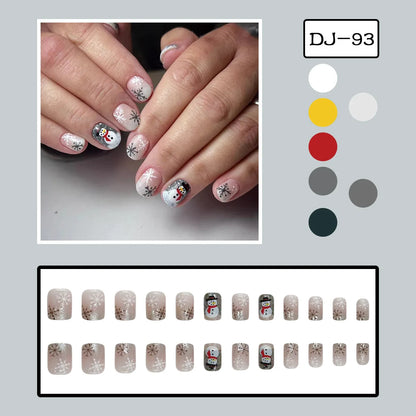 24Pcs Halloween Spider Fake Nails – Printed French Coffin Ballet Press-on Nails