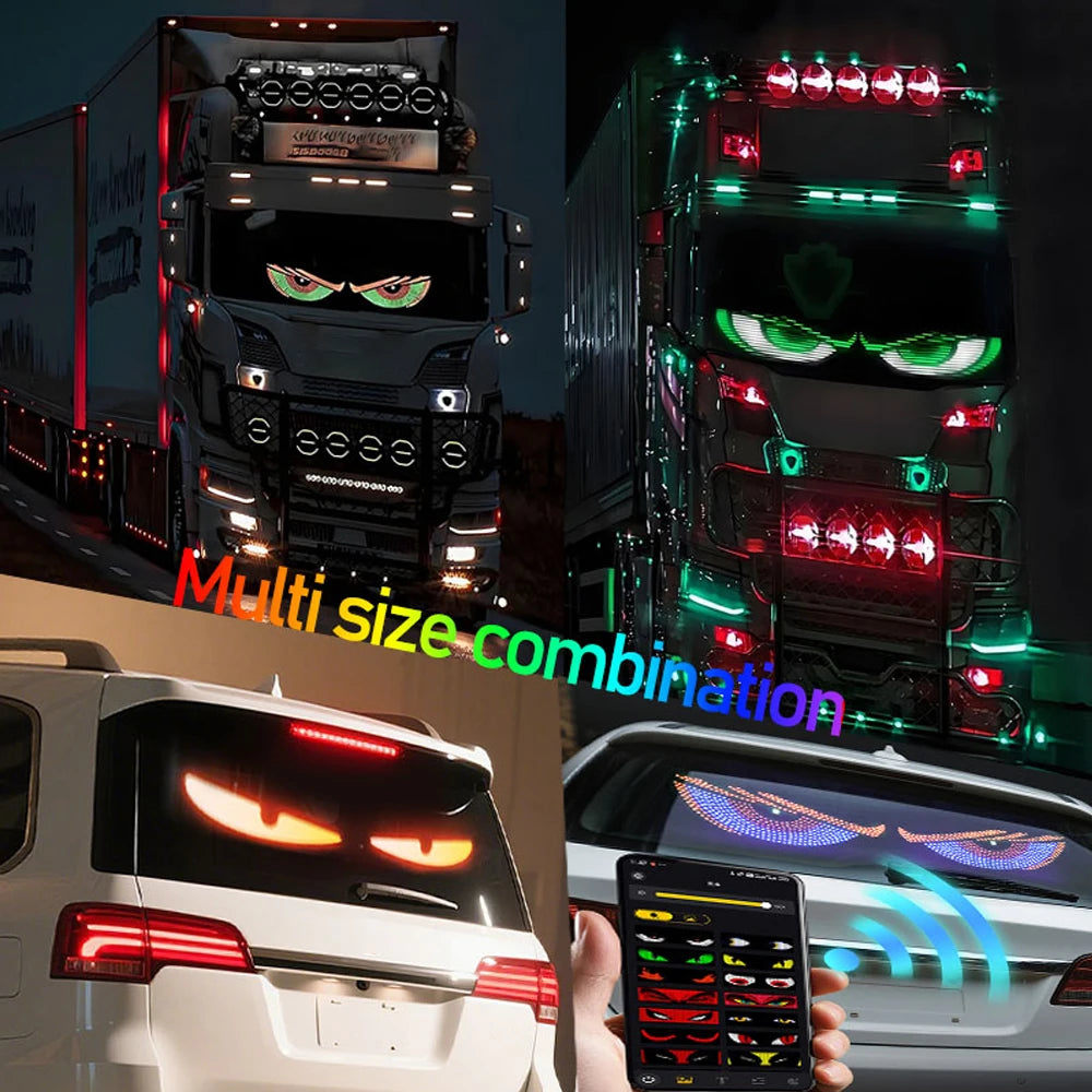 Truck Car Devil Eye LED Pixel Panel Light APP Remote Soft Foldable Lighting Scrolling Flexible For Board Windshield Accessorie