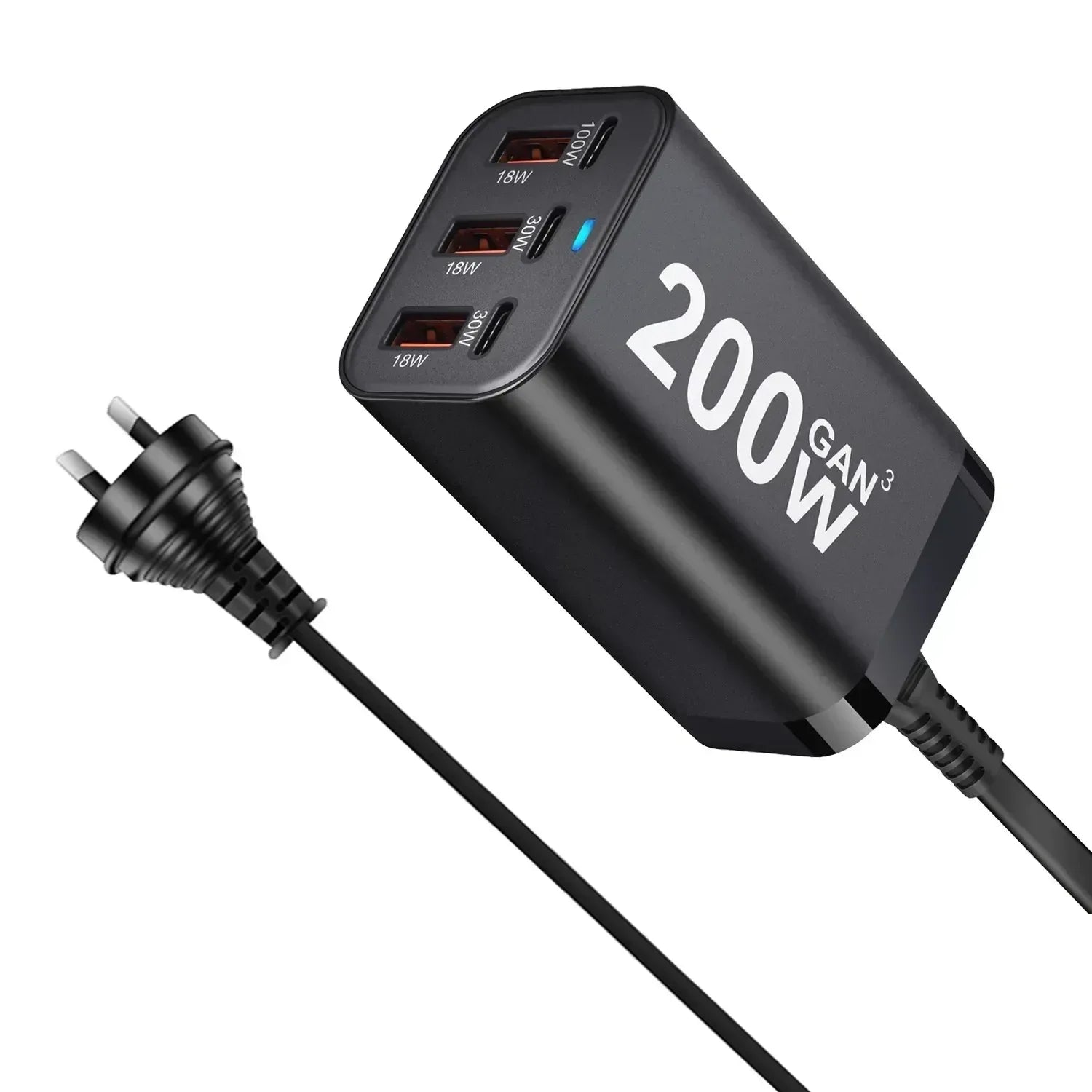 USB C Fast 200W 6-Port Charging Fast GaN Charger Power Adapter For iPhone 14/13/12 Series, Samsung Galaxy S23/S22/S21 - Urbizia