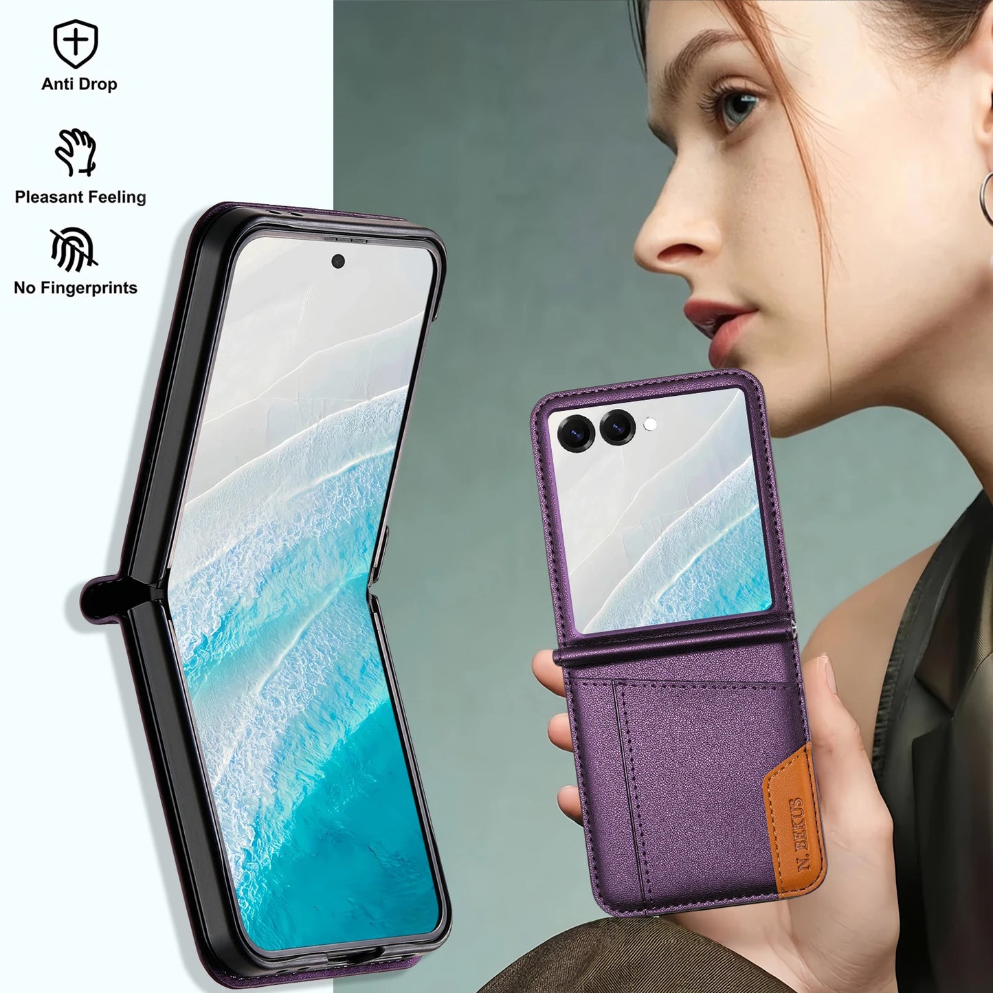 Flip Leather Phone Case For Samsung Galaxy Z Flip 8 7 FE 6 5 4 3 5G Flip7 Flip8 Wallet Card Holder Phone Bag Book Cover Etui