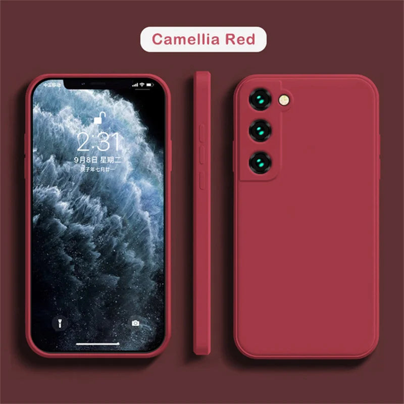 luxury Liquid Silicone Case for Samsung S25 S24 Galaxy S20 S21 S22 S23 FE Plus Note10 20 A52 A31 A41 A71 A51 A72 A70 A50 Coque