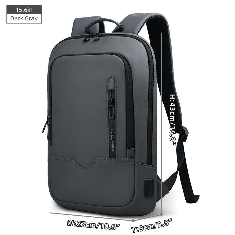 Heroic Knight Thin Male Work Backpack Multifunctional Fashion 15.6 In Laptop Backpack Casual Waterproof Business Travel Daypack