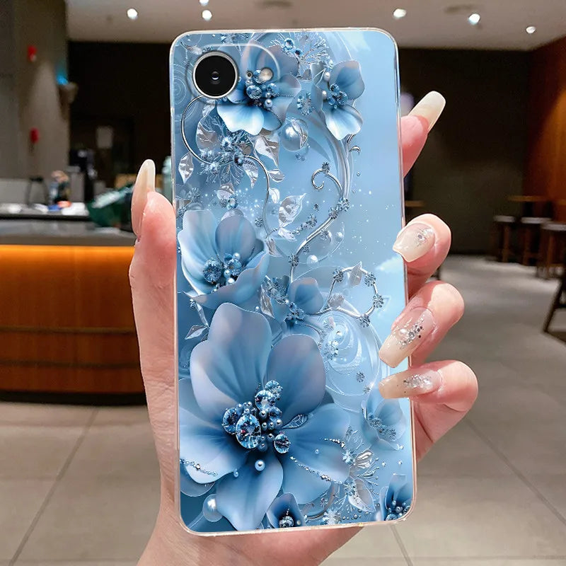 For iPhone 16e Case Clear Luxury Fashion Butterfly Flowers Soft TPU Silicone Jelly Back Cover for Apple iPhone 16e Phone Case