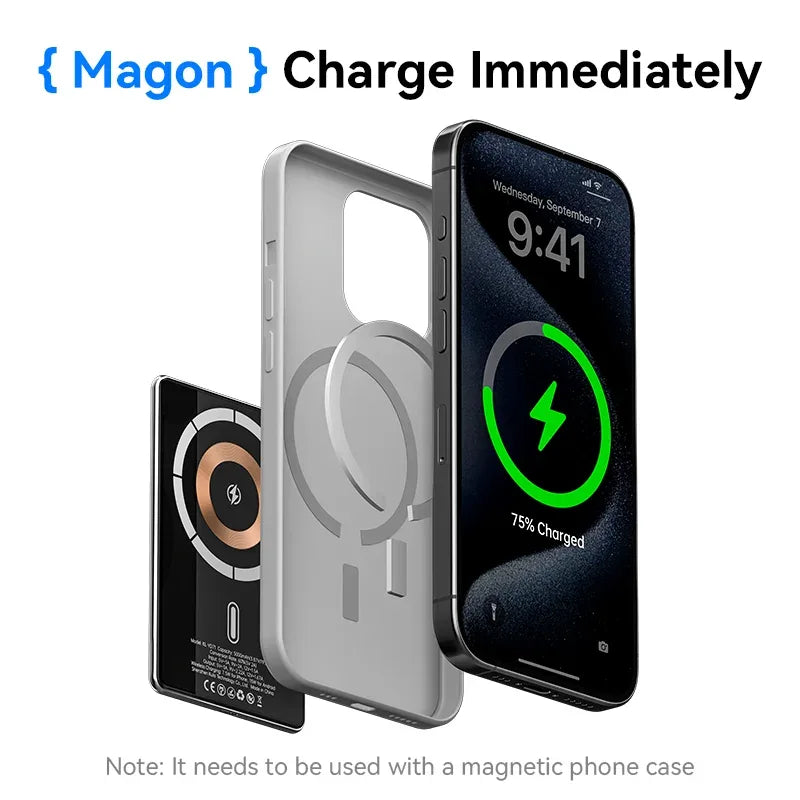 Ultra Slim Magnetic Power Bank 5000mAh 20W Wireless Charging