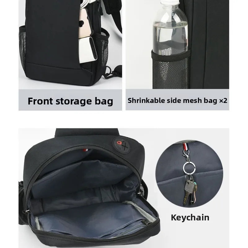 Large Capacity iPad Bag for Men with Crossbody Strap Outdoor Sports Headphone Hole Shoulder Tablet Storage Bag Waterproof