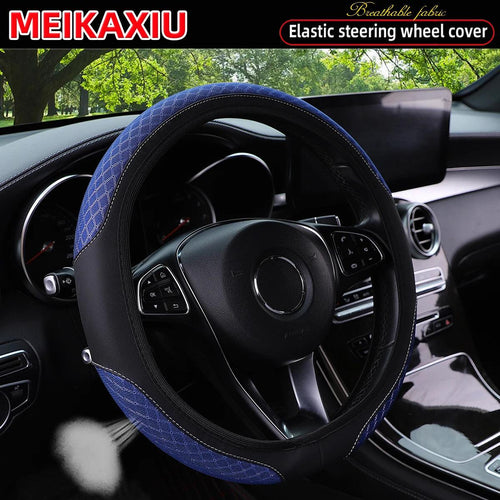 3D Double-Layer Mesh Breathable PU Leather Steering Wheel Cover Universal Fit Rimless for Cars 14.5-15 Inch FOR WONMEN