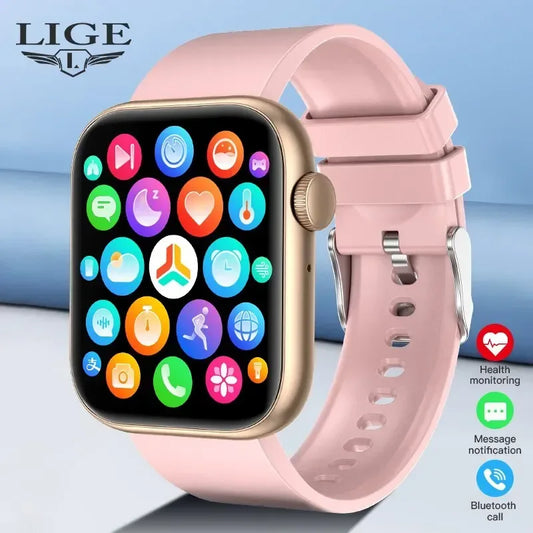 LIGE Smart Watch For Women Full Touch Screen Bluetooth Call Waterproof Watches Sport Fitness Tracker Smartwatch Lady Reloj Mujer - Urbizia