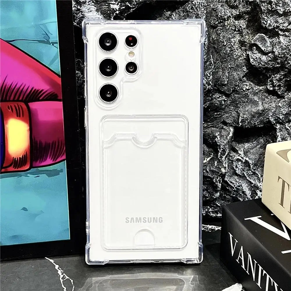 Clear Shockproof Soft TPU Wallet Case For Samsung Galaxy S26 Card Holder Pocket Silicone Case For Samsung S26 Ultra S 26 Plus
