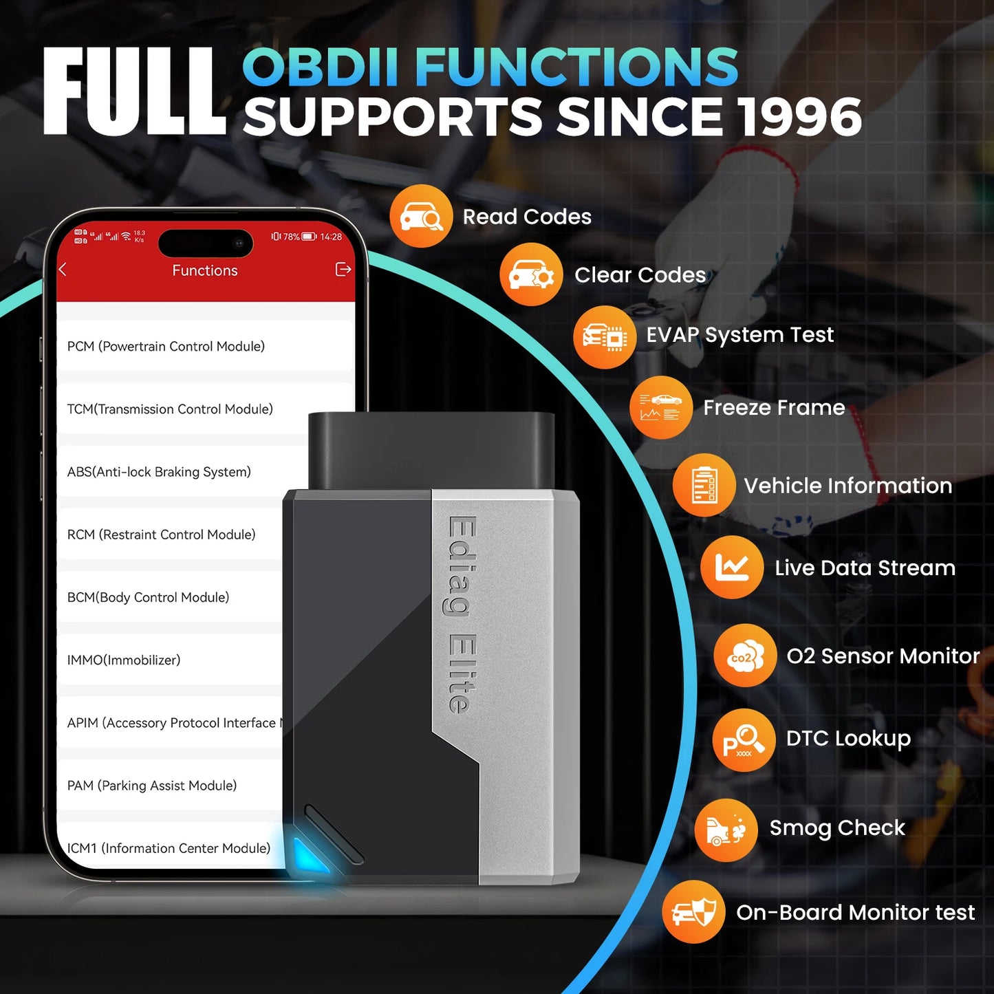 Lifetime Free Update KINGBOLEN Ediag Elite OBD2 Scanner all system auto car scanner 15 Reset Active Test CANFD FCA Autoauth