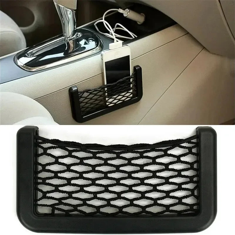 Auto Seat Side Interior Back Sundries Pocket Mesh Storage Bag Phone Net Pocket Holder Car Storage Bag Elastic Flexible Nets - Urbizia