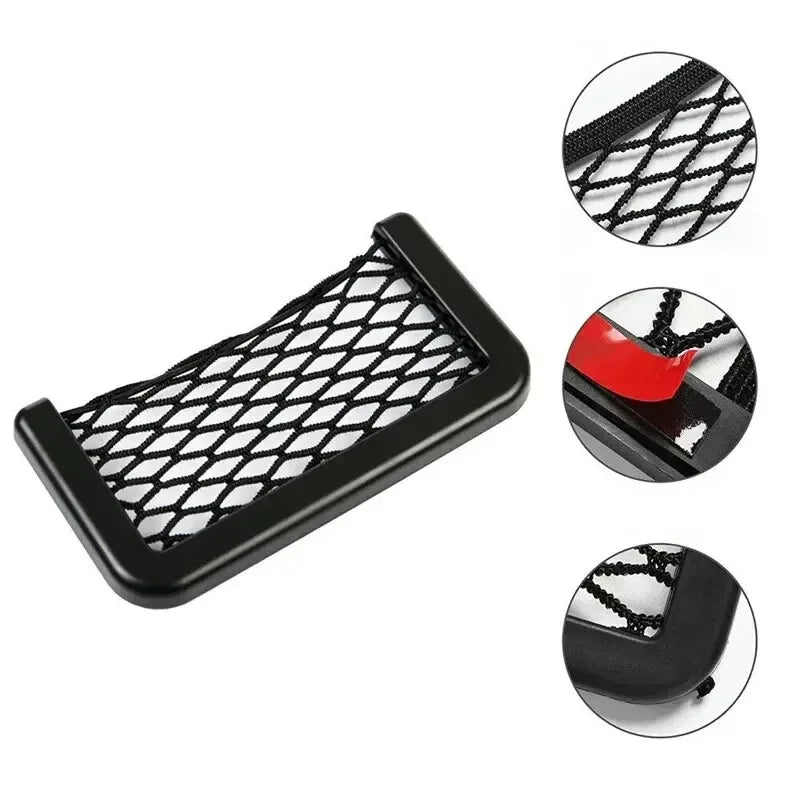 Auto Seat Side Interior Back Sundries Pocket Mesh Storage Bag Phone Net Pocket Holder Car Storage Bag Elastic Flexible Nets - Urbizia