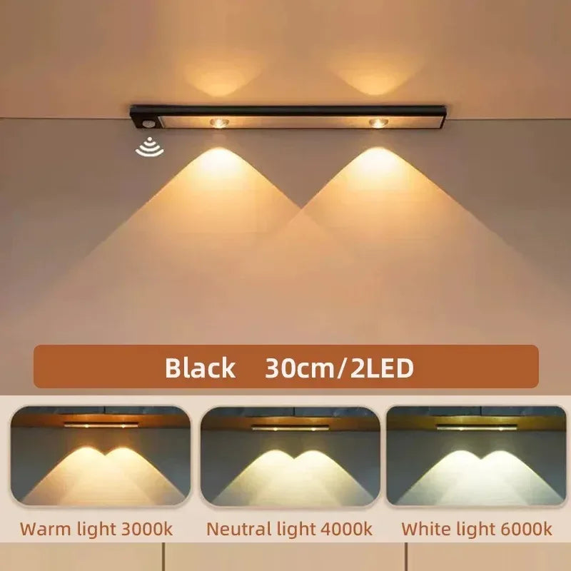 LED Ultra Thin Under Cabinet Lights Motion Sensor night light Wireless 3Color Dimmable For Kitchen Cabinet Bedroom Wardrobe Ligh - Urbizia