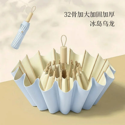 UV UPF50+ Protection Folding Sun Umbrella Women, Windproof 16 Bone, Color Glue Sun Protection Parasol Rain and Shine Umbrellas