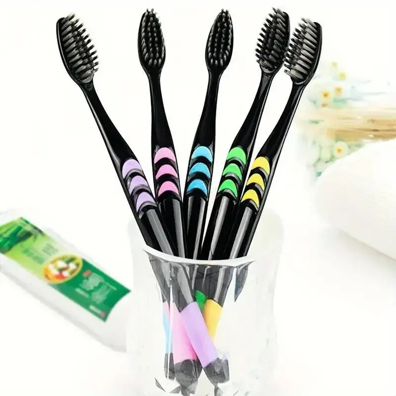 10pcs Double Ultra Soft Toothbrush, Bamboo Charcoal NanoToothbrushes, Dental Personal Teeth Brush Support Adult Toothbrush - Urbizia
