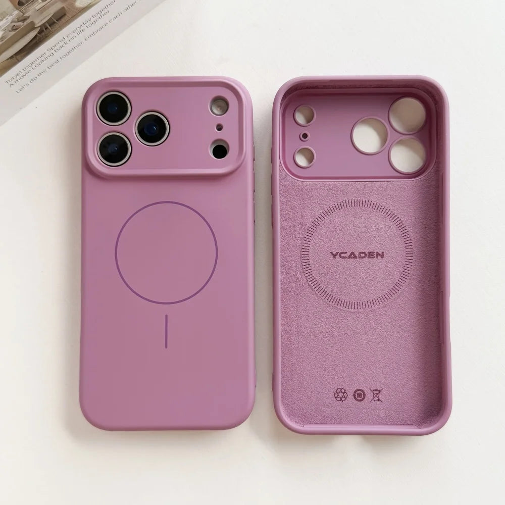 For 18 Magsafe Magnetic Wireless Charging Solid Color Soft Silicone Phone Case For iPhone 18 17 Pro Max 16 15 14 13 Bumper Cover
