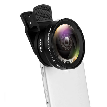 2-In-1 Mobile Phone Lens 0.45X Wide Angle Lens 10X Macro HD Camera Lens Universal for iPhone for Android Phone Len Clip