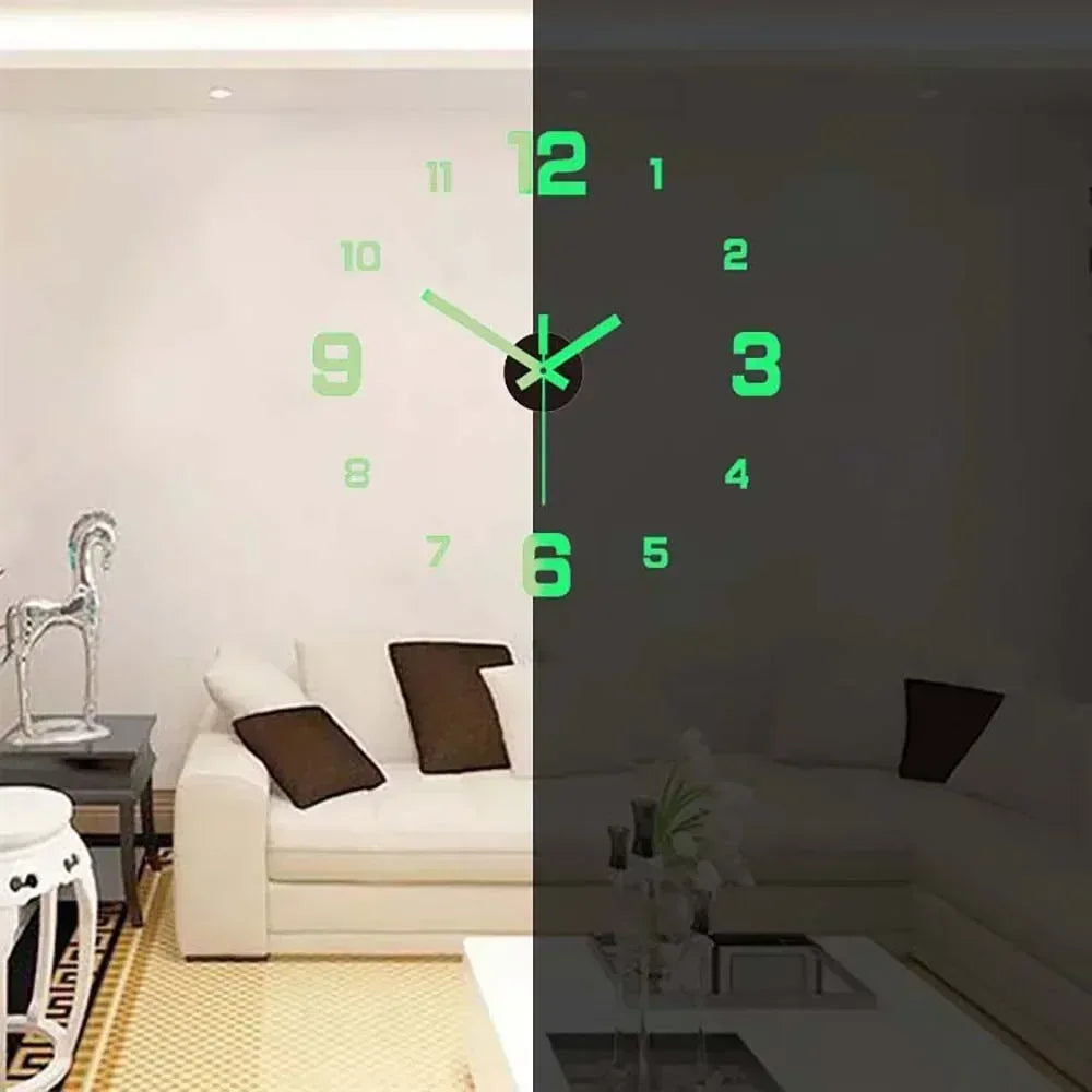 Digital Clock Wall Stickers Needle Decoration Glowing Clocks DIY Bedroom Living Home Quartz Creatives Removable Room Watches - Urbizia
