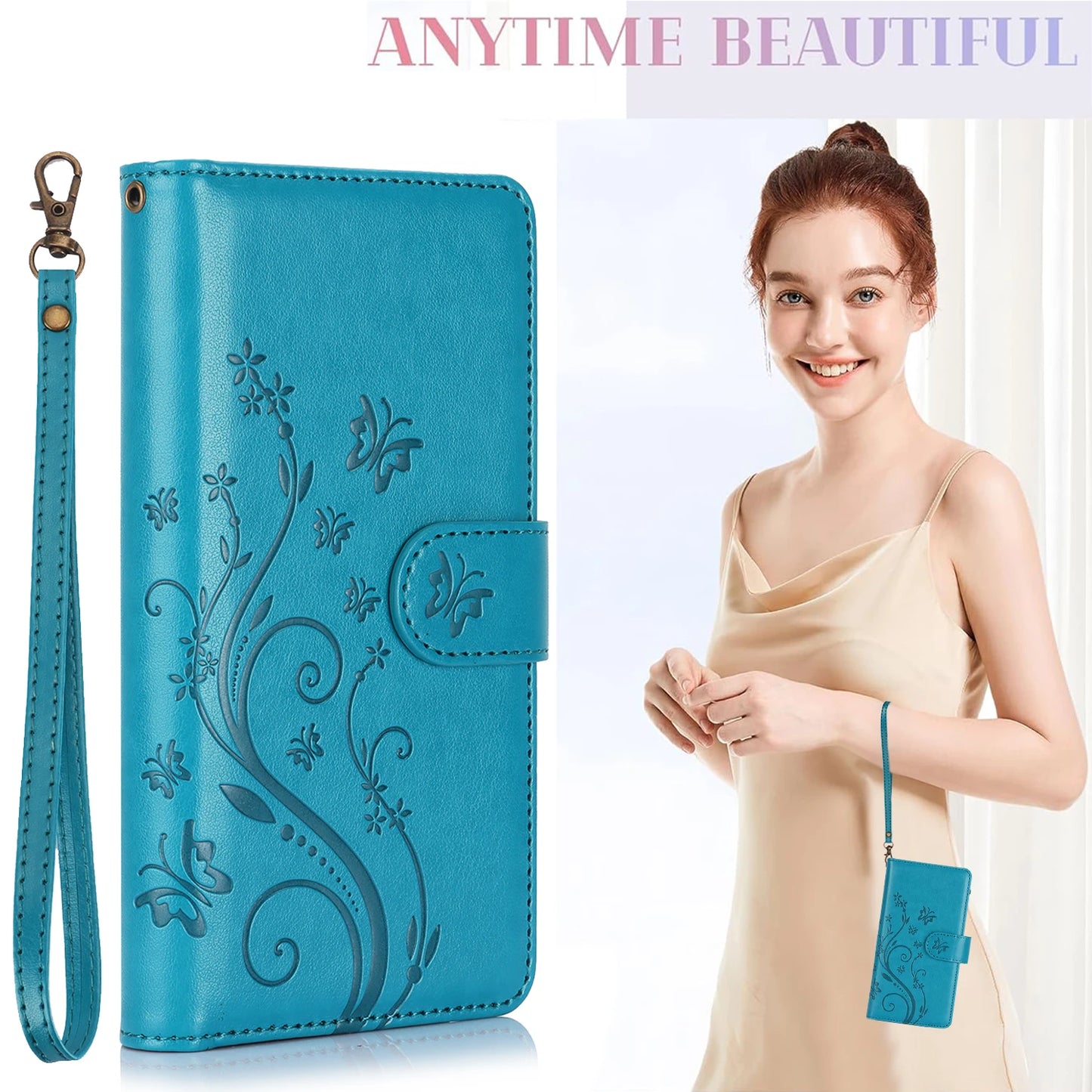 WEFOR for Samsung Galaxy A57 A37 A56 A36 5G A17 A26 A16 A07 A06 Wallet Case, 6 Card Slots/Zipper Pocket, Detachable Wrist Strap