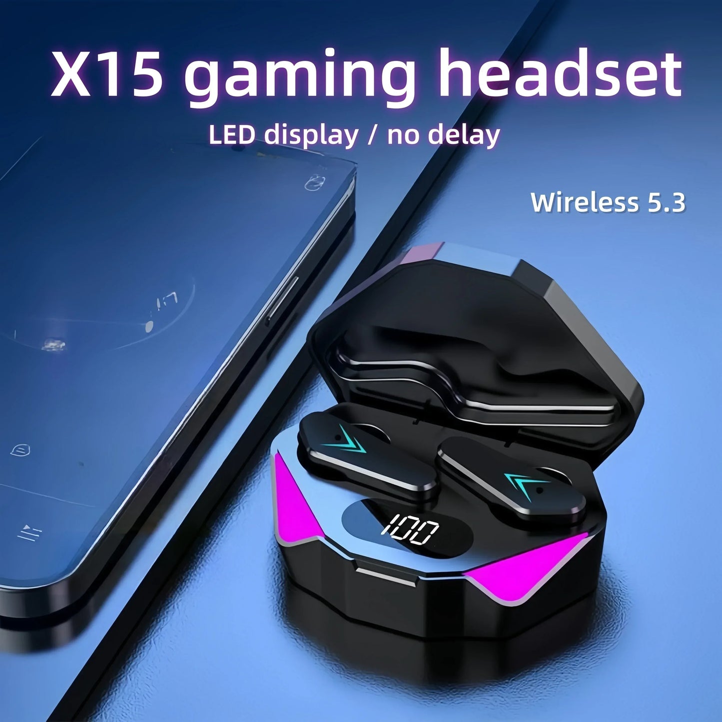 X15 TWS Wireless Bluetooth Headset LED Display Gamer Earbuds with Mic Wireless Headphones Noise Cancelling Bluetooth Earphones - Urbizia