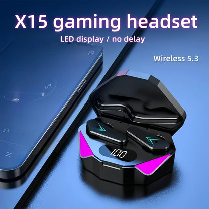 X15 TWS Wireless Bluetooth Headset LED Display Gamer Earbuds with Mic Wireless Headphones Noise Cancelling Bluetooth Earphones - Urbizia
