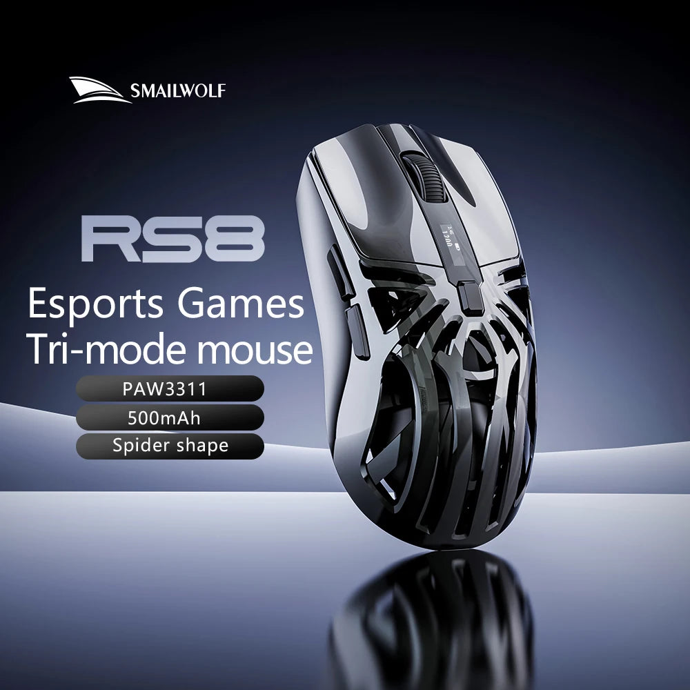 SMAILWOLF RS8  1000Hz Bluetooth mouse, 10000dpi, three-mode connection, lightweight macro gaming mouse notebook computer