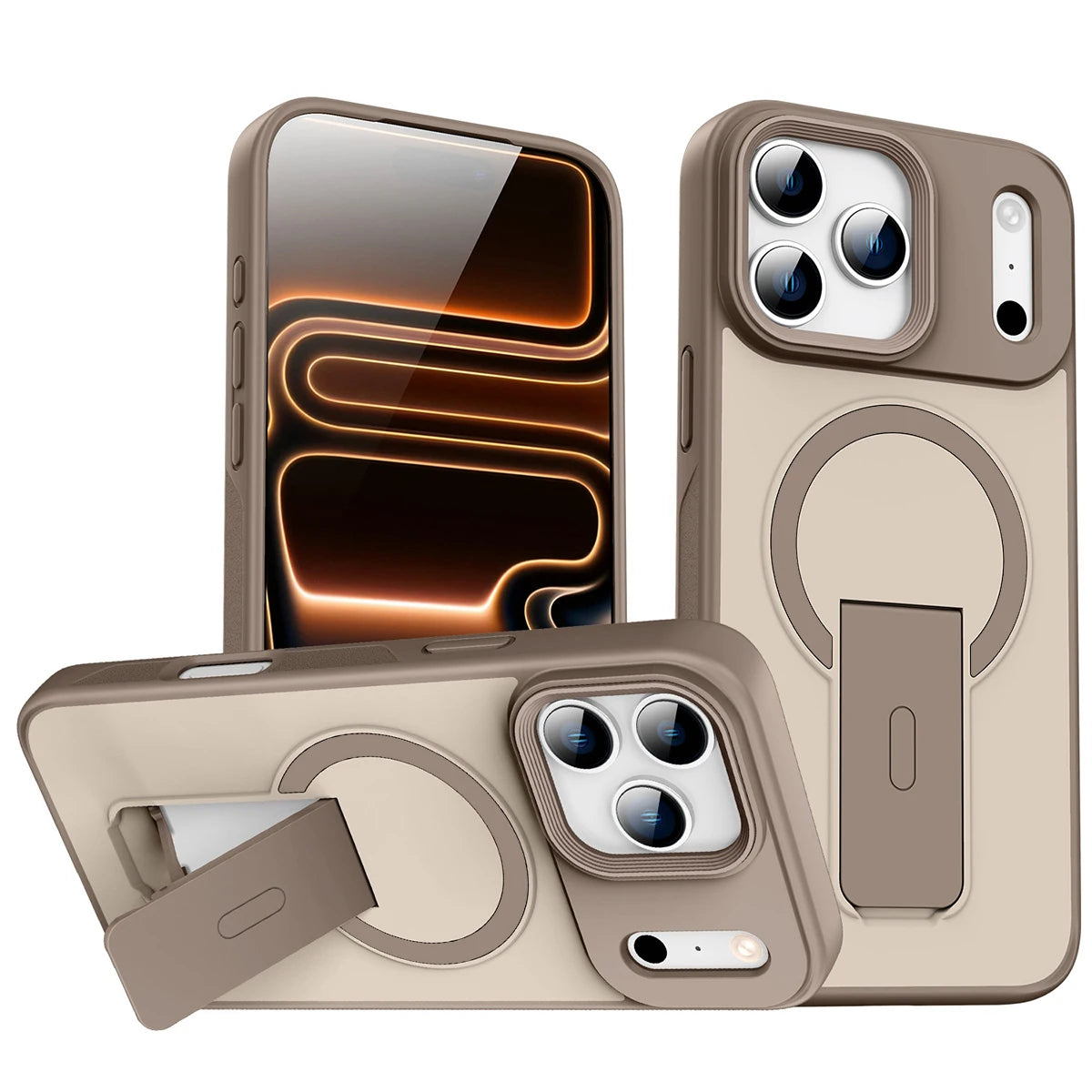Skin-Feel Anti-Fingerprint Phone Case, Invisible Magnetic Stand Shockproof Cover, Compatible with iPhone 18/17 Pro Max/16E/15/14/13/12/11/Air/Plus/Pro, Supports Magnetic Charging & Magnetic Accessories