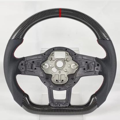 For Volkswagen Golf 7 7.5 Rline GTI GTE GLI Tiguan 2013-2019 Perforated Leather Carbon Modify Design Steering Wheel